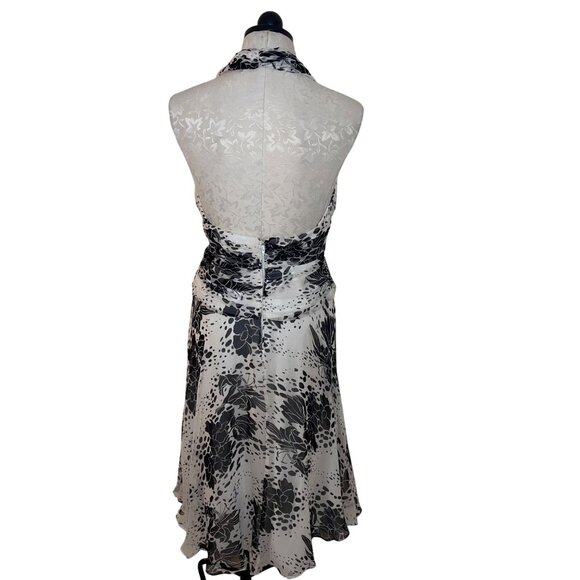 Tadashi Vintage Womens Dress Size Medium White Floral Halter Deadstock Pure Silk - Picture 2 of 12